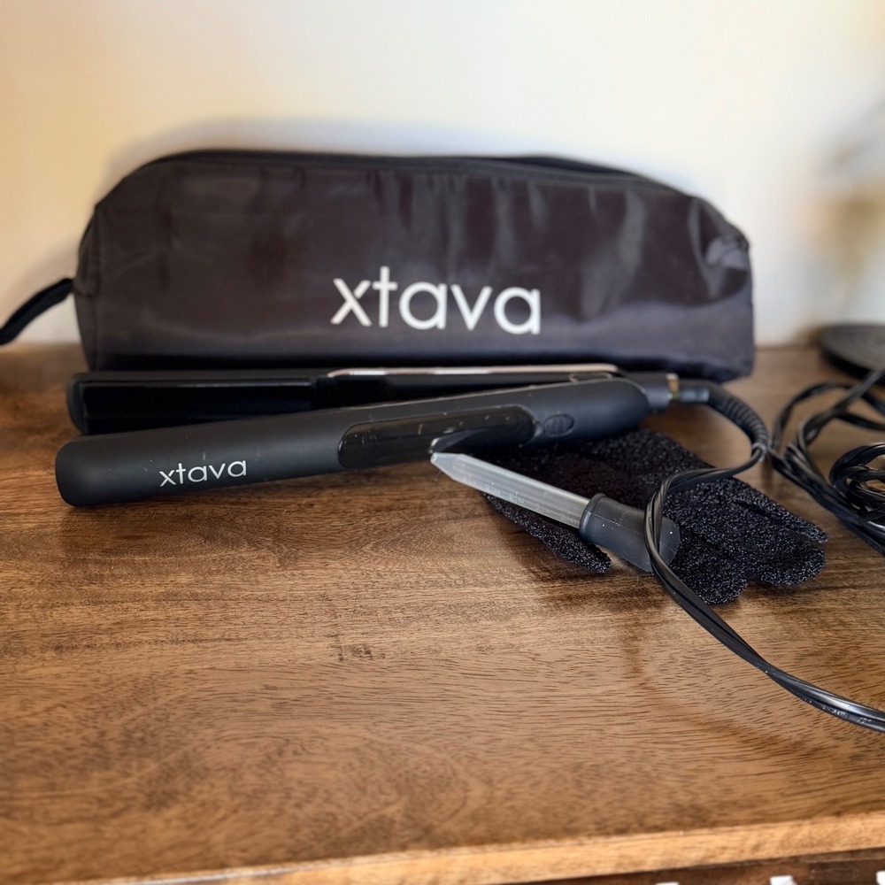 Xtava Time to Shine Steam Flat Iron Professional Hair Straightener Black